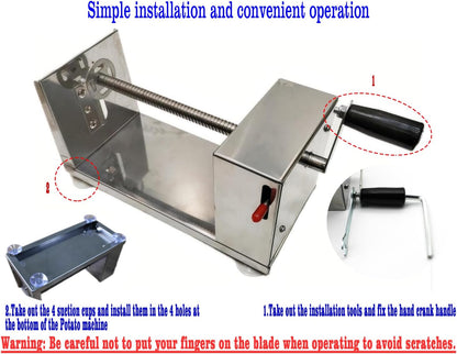 Potato Machine,Suction Cup Type Potato Spiral Slicer,Twisted Potato Slicer Spiral,Manual Tornado Spiral Stainless Steel French Fries Cucumbers Carrots Diy Bbq Cutter,Comes With 50 Bbq Bamboo Skewers.