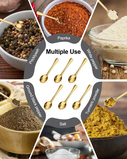 6PCS Tiny Spoons - Mini Stainless Steel Spoons 2.9 inch for Salt Jars Spice Jars, SUS 304 Food Grade Seasoning Spoon for Powder Spices, Pepper, Sugar, Coffee