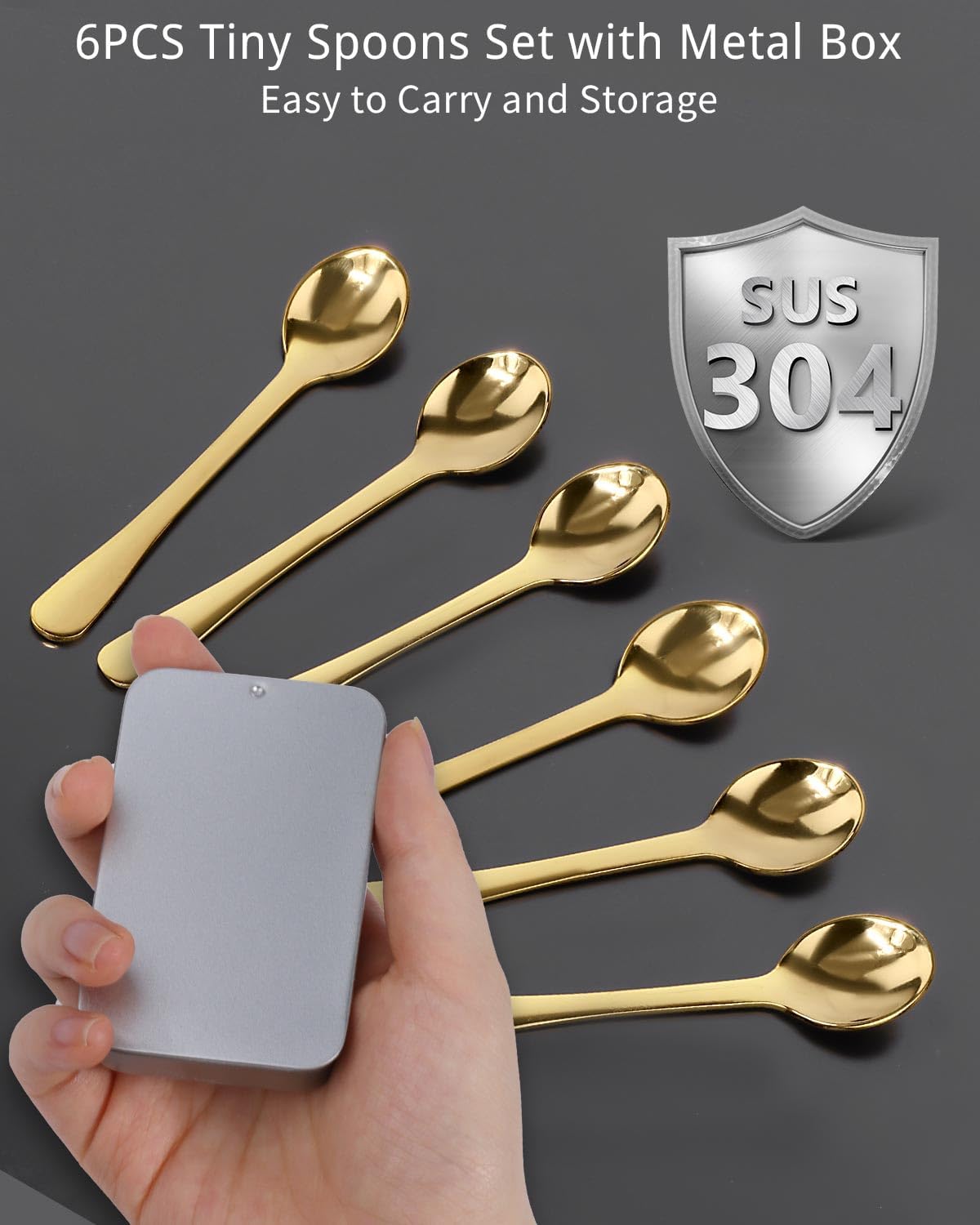 6PCS Tiny Spoons - Mini Stainless Steel Spoons 2.9 inch for Salt Jars Spice Jars, SUS 304 Food Grade Seasoning Spoon for Powder Spices, Pepper, Sugar, Coffee