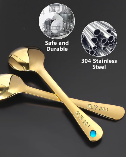 6PCS Tiny Spoons - Mini Stainless Steel Spoons 2.9 inch for Salt Jars Spice Jars, SUS 304 Food Grade Seasoning Spoon for Powder Spices, Pepper, Sugar, Coffee