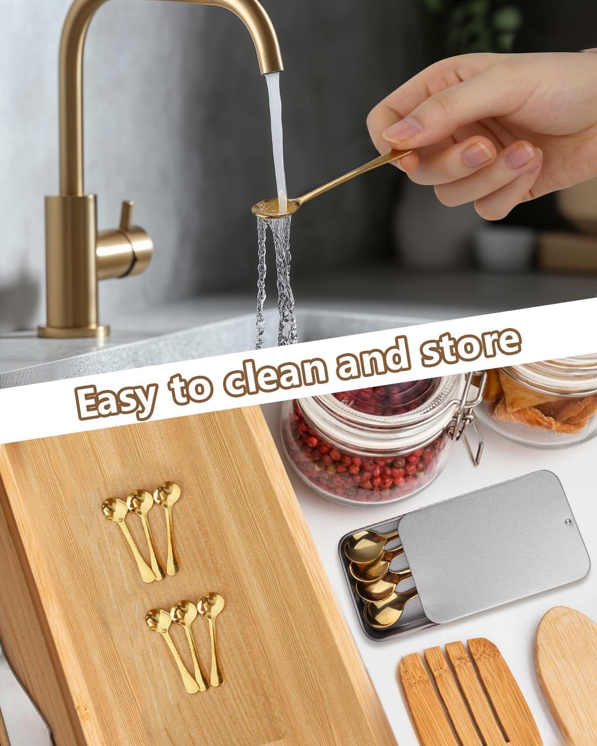 6PCS Tiny Spoons - Mini Stainless Steel Spoons 2.9 inch for Salt Jars Spice Jars, SUS 304 Food Grade Seasoning Spoon for Powder Spices, Pepper, Sugar, Coffee