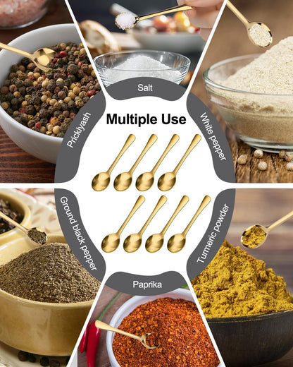 6PCS Tiny Spoons - Mini Stainless Steel Spoons 2.9 inch for Salt Jars Spice Jars, SUS 304 Food Grade Seasoning Spoon for Powder Spices, Pepper, Sugar, Coffee