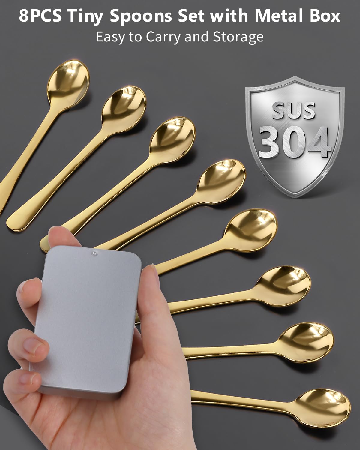 6PCS Tiny Spoons - Mini Stainless Steel Spoons 2.9 inch for Salt Jars Spice Jars, SUS 304 Food Grade Seasoning Spoon for Powder Spices, Pepper, Sugar, Coffee