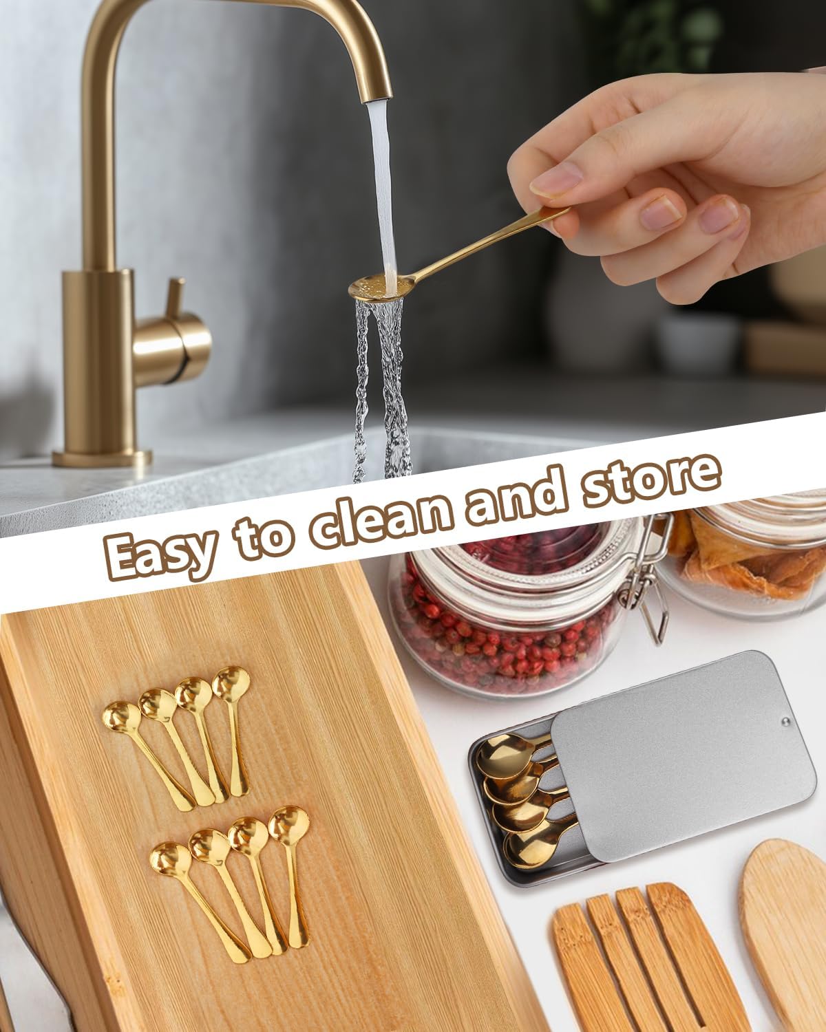 6PCS Tiny Spoons - Mini Stainless Steel Spoons 2.9 inch for Salt Jars Spice Jars, SUS 304 Food Grade Seasoning Spoon for Powder Spices, Pepper, Sugar, Coffee