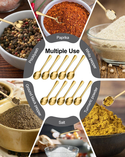 6PCS Tiny Spoons - Mini Stainless Steel Spoons 2.9 inch for Salt Jars Spice Jars, SUS 304 Food Grade Seasoning Spoon for Powder Spices, Pepper, Sugar, Coffee