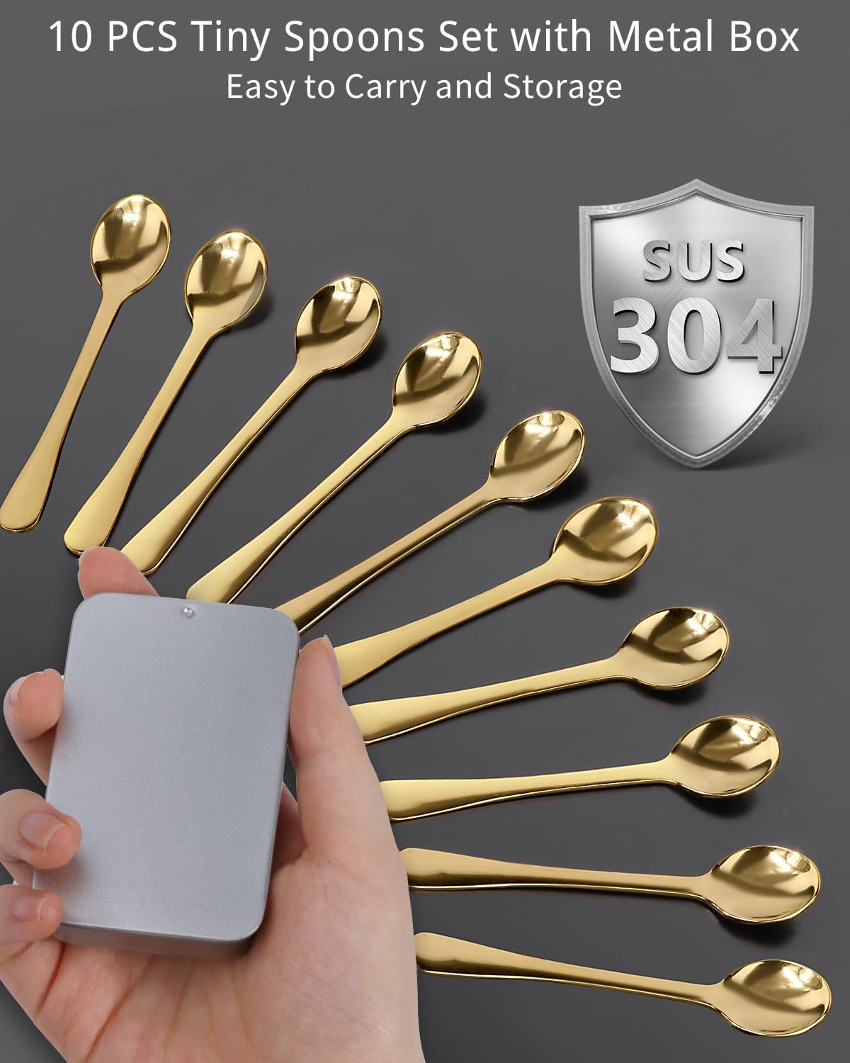 6PCS Tiny Spoons - Mini Stainless Steel Spoons 2.9 inch for Salt Jars Spice Jars, SUS 304 Food Grade Seasoning Spoon for Powder Spices, Pepper, Sugar, Coffee