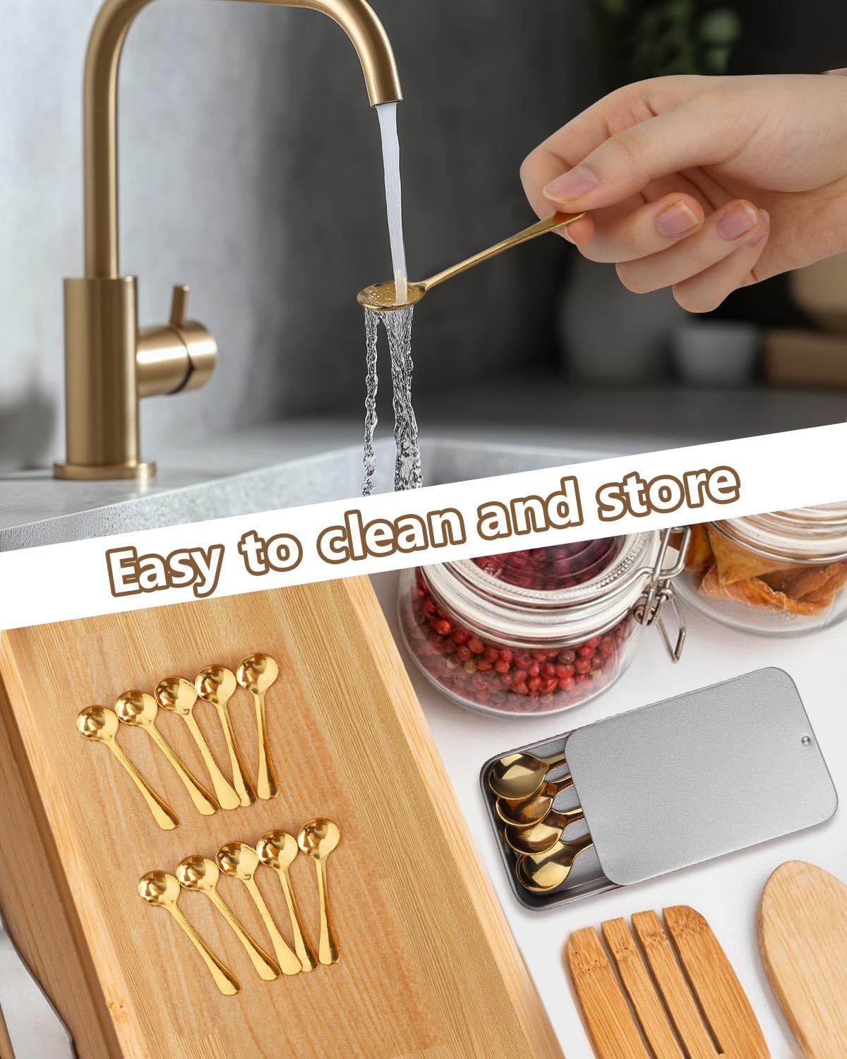 6PCS Tiny Spoons - Mini Stainless Steel Spoons 2.9 inch for Salt Jars Spice Jars, SUS 304 Food Grade Seasoning Spoon for Powder Spices, Pepper, Sugar, Coffee