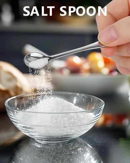 6PCS Tiny Spoons - Mini Stainless Steel Spoons 2.9 inch for Salt Jars Spice Jars, SUS 304 Food Grade Seasoning Spoon for Powder Spices, Pepper, Sugar, Coffee