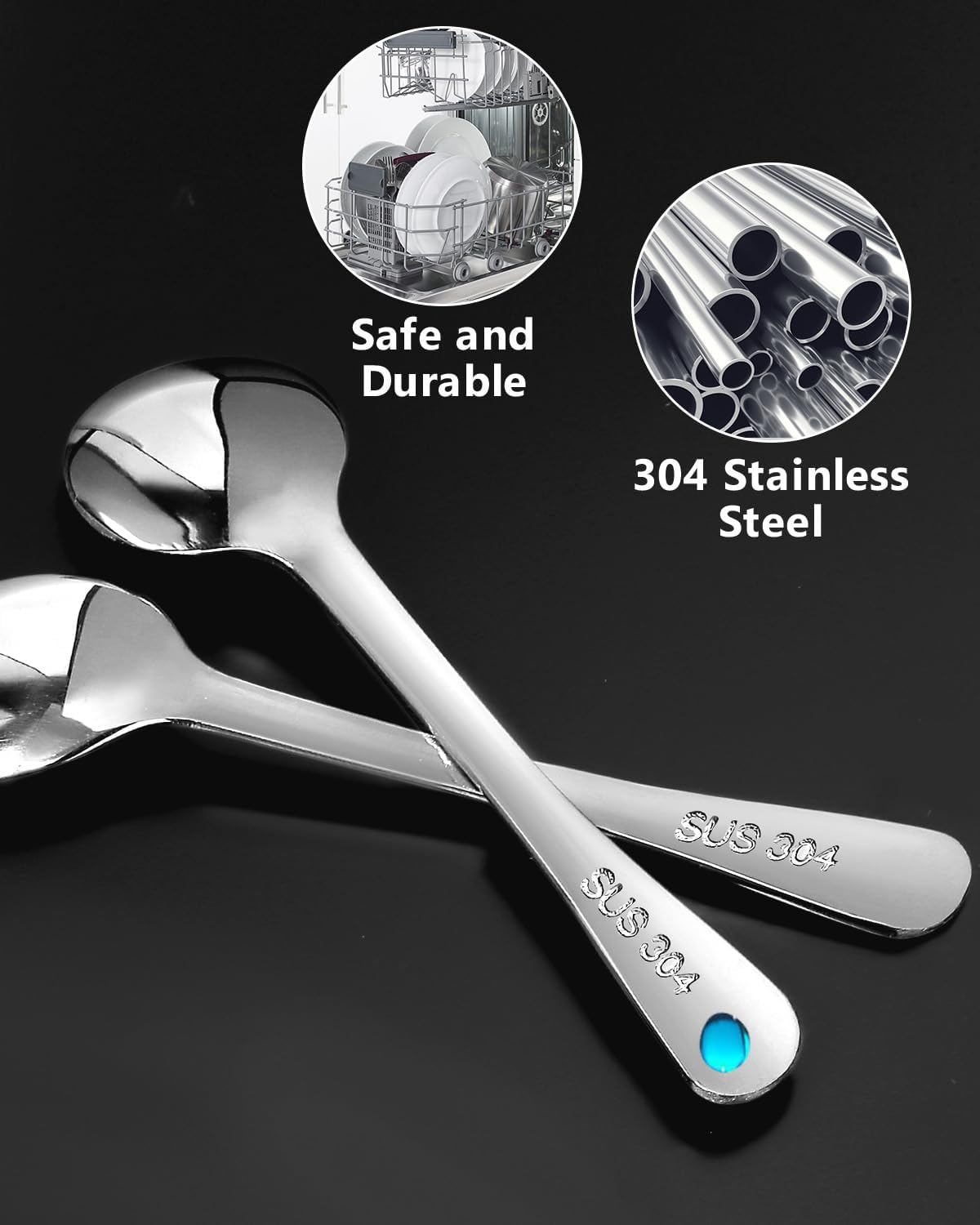 6PCS Tiny Spoons - Mini Stainless Steel Spoons 2.9 inch for Salt Jars Spice Jars, SUS 304 Food Grade Seasoning Spoon for Powder Spices, Pepper, Sugar, Coffee