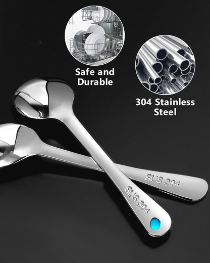 6PCS Tiny Spoons - Mini Stainless Steel Spoons 2.9 inch for Salt Jars Spice Jars, SUS 304 Food Grade Seasoning Spoon for Powder Spices, Pepper, Sugar, Coffee