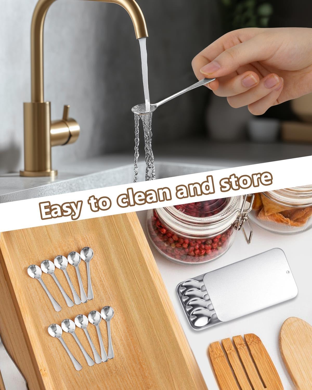 6PCS Tiny Spoons - Mini Stainless Steel Spoons 2.9 inch for Salt Jars Spice Jars, SUS 304 Food Grade Seasoning Spoon for Powder Spices, Pepper, Sugar, Coffee