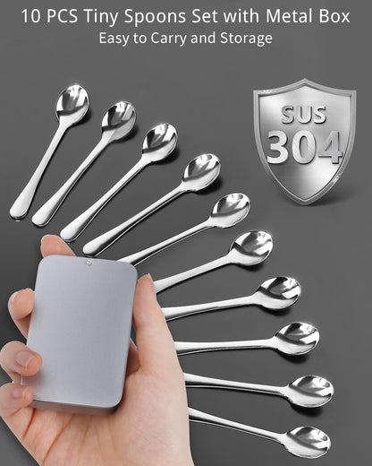 6PCS Tiny Spoons - Mini Stainless Steel Spoons 2.9 inch for Salt Jars Spice Jars, SUS 304 Food Grade Seasoning Spoon for Powder Spices, Pepper, Sugar, Coffee