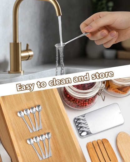 6PCS Tiny Spoons - Mini Stainless Steel Spoons 2.9 inch for Salt Jars Spice Jars, SUS 304 Food Grade Seasoning Spoon for Powder Spices, Pepper, Sugar, Coffee