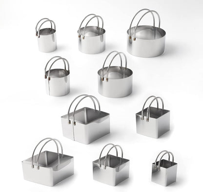 Cookie Cutters Set of 10, 5 sizes round and 5 sizes square Stainless steel Biscuit cutters with handles