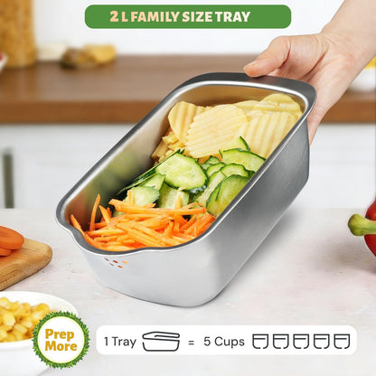 Stainless Steel Vegetable Chopper, 9 Blade Multi Veggie Chopper with Container, Food Cutter Chopper& Grater Mandoline Slicer, Kitchen Tools Gadgets, Onion Slicer, Mincer, Dicer, French Fry Cutter
