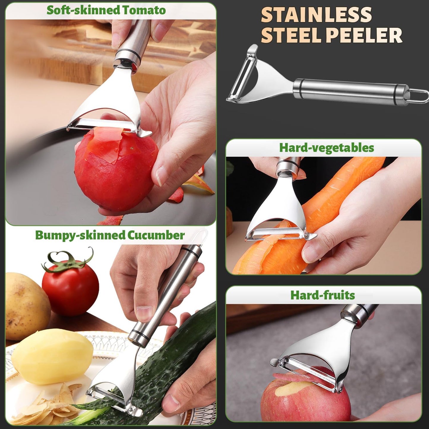 Stainless Steel Vegetable Chopper, 9 Blade Multi Veggie Chopper with Container, Food Cutter Chopper& Grater Mandoline Slicer, Kitchen Tools Gadgets, Onion Slicer, Mincer, Dicer, French Fry Cutter