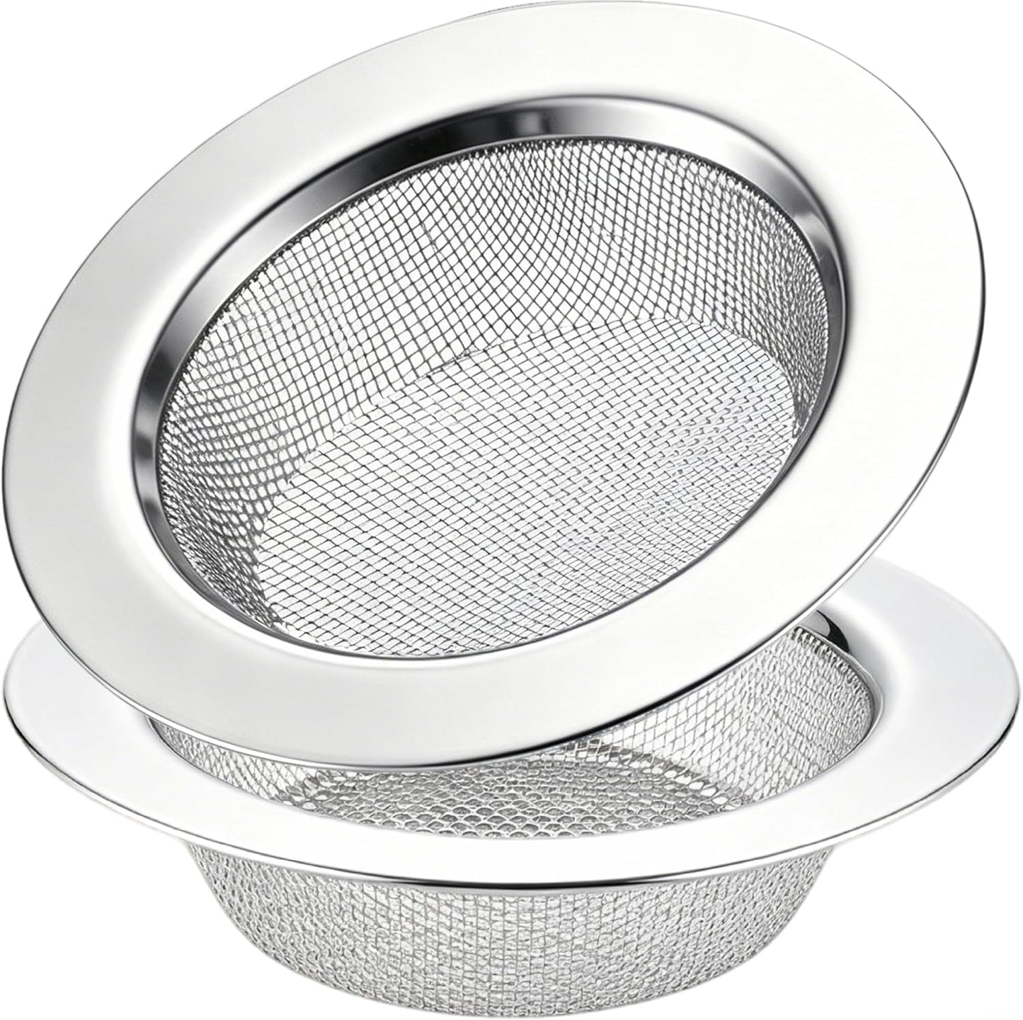 2 PCS Kitchen Sink Strainer Stainless Steel, Kitchen Sink Drain Strainer， Sink Strainers with Large Wide Rim 4.5" Diameter for Kitchen Sinks
