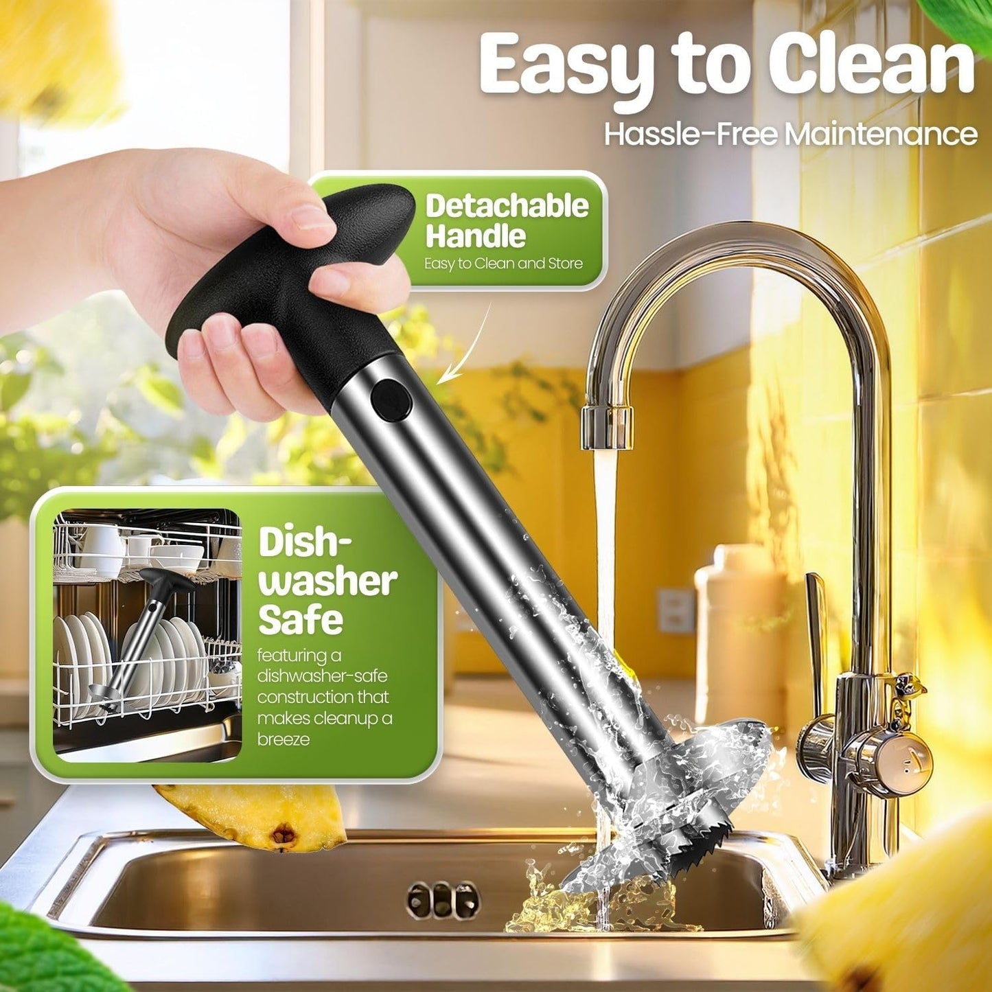 Pineapple Corer Slicer Peeler, Stainless Steel Eye Remover Decorer Wedger Cutter, Spiral Cutting Tools with Metal Blade, Non-Slip Grip for Fruit Rings, Home Kitchen Restaurant Chef Use