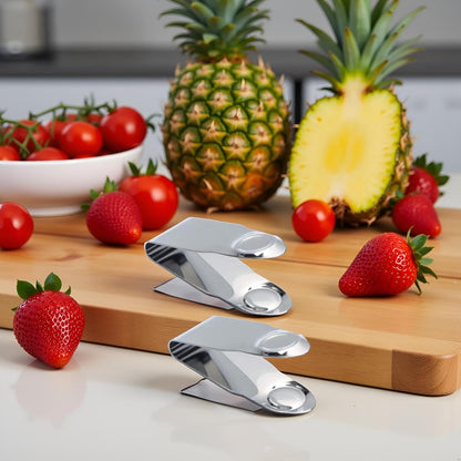 2 Pcs Silver Stainless Steel Strawberry and Pineapple Huller Fruit Stem Remover Home Kitchen Tools for Cherry Tomato,Suitable for Kitchens and Restaurants Corers and Pitters 2.8 * 1