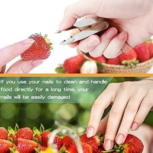 2 Pcs Silver Stainless Steel Strawberry and Pineapple Huller Fruit Stem Remover Home Kitchen Tools for Cherry Tomato,Suitable for Kitchens and Restaurants Corers and Pitters 2.8 * 1