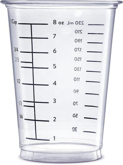 10 oz Clear Plastic Measuring Cups [50 Count] Disposable Multipurpose Cups for Baking, Cooking, Resin & Mixing (Formerly Comfy Package)