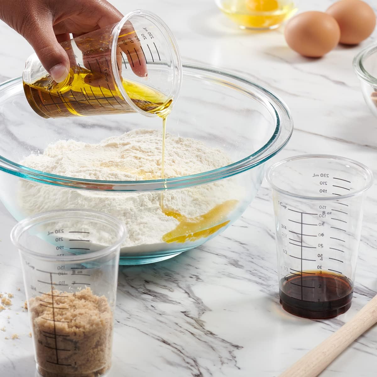 10 oz Clear Plastic Measuring Cups [50 Count] Disposable Multipurpose Cups for Baking, Cooking, Resin & Mixing (Formerly Comfy Package)