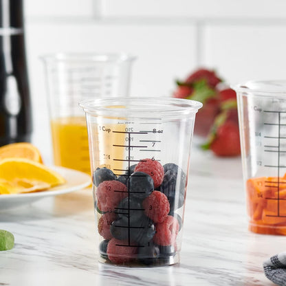 10 oz Clear Plastic Measuring Cups [50 Count] Disposable Multipurpose Cups for Baking, Cooking, Resin & Mixing (Formerly Comfy Package)