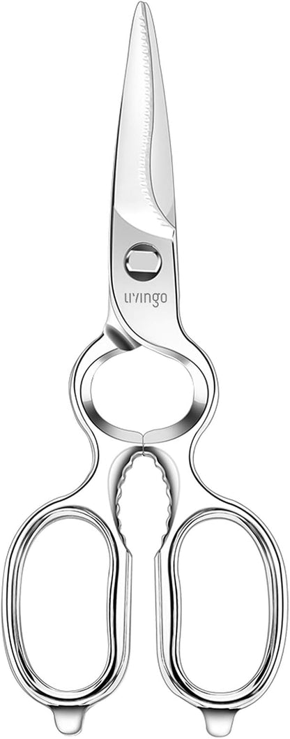8.5" Kitchen Shears Heavy Duty Forged Stainless Steel Scissors | Ultra Sharp Food Scissors with Detachable Design, Bottle Opener and Nut Cracker for Cooking, Cutting Meat and Vegetables