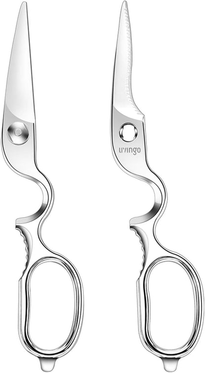 8.5" Kitchen Shears Heavy Duty Forged Stainless Steel Scissors | Ultra Sharp Food Scissors with Detachable Design, Bottle Opener and Nut Cracker for Cooking, Cutting Meat and Vegetables
