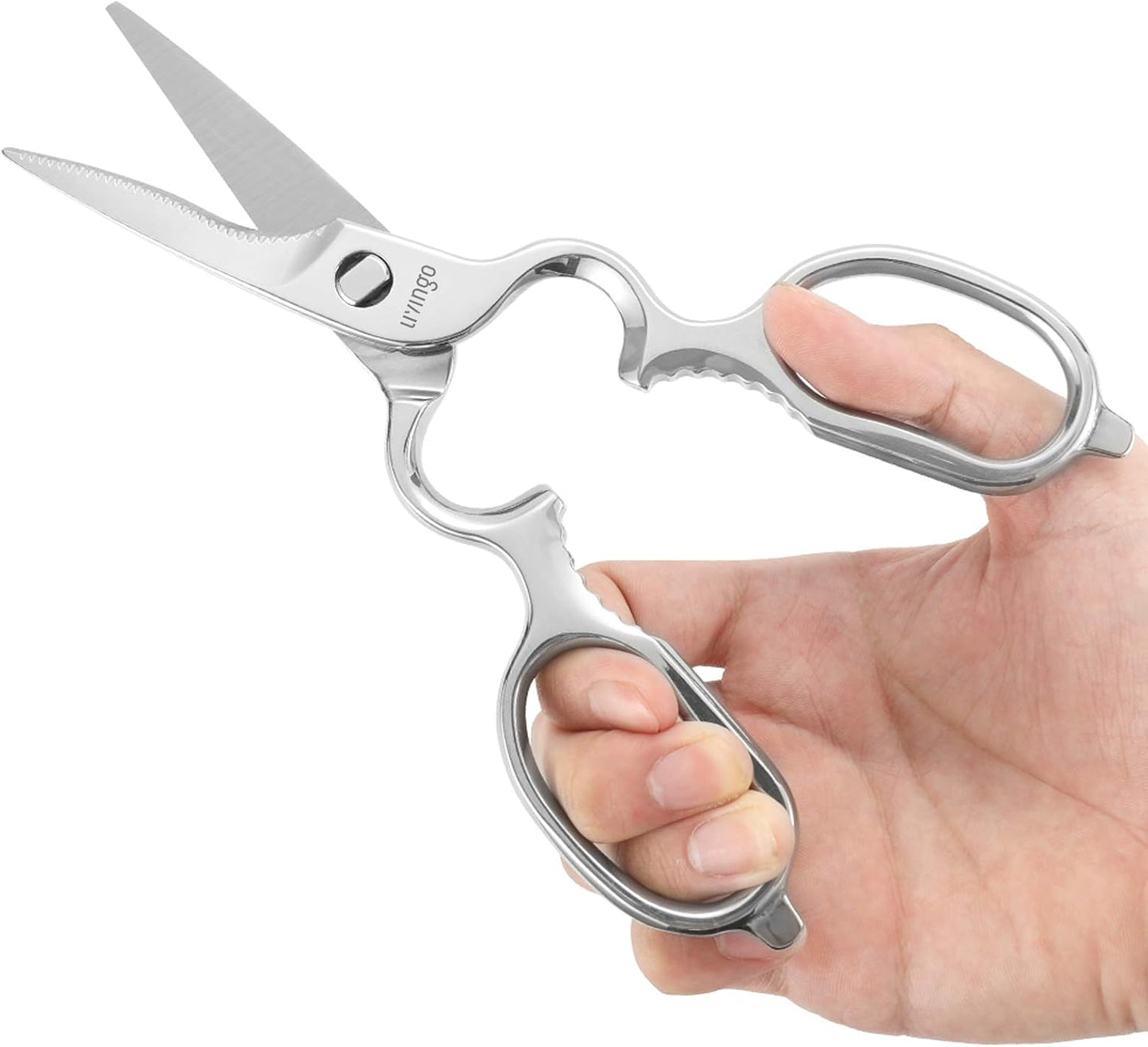 8.5" Kitchen Shears Heavy Duty Forged Stainless Steel Scissors | Ultra Sharp Food Scissors with Detachable Design, Bottle Opener and Nut Cracker for Cooking, Cutting Meat and Vegetables