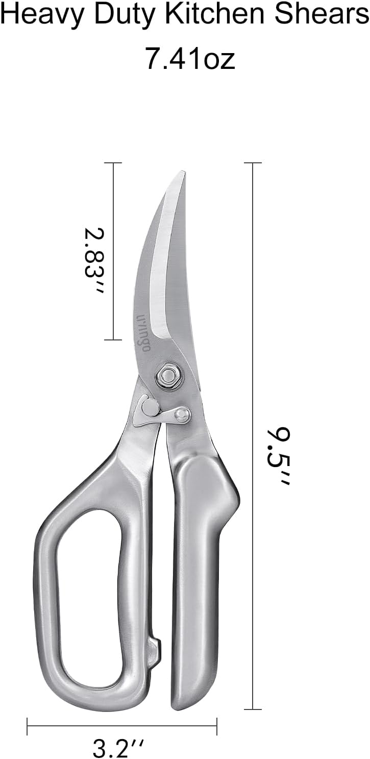 8.5" Kitchen Shears Heavy Duty Forged Stainless Steel Scissors | Ultra Sharp Food Scissors with Detachable Design, Bottle Opener and Nut Cracker for Cooking, Cutting Meat and Vegetables