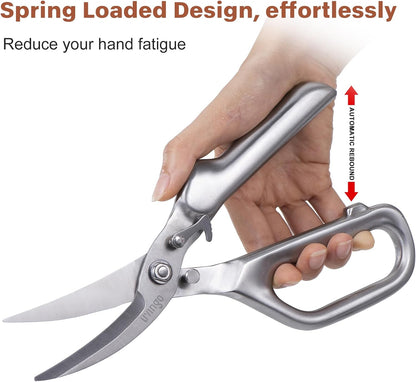 8.5" Kitchen Shears Heavy Duty Forged Stainless Steel Scissors | Ultra Sharp Food Scissors with Detachable Design, Bottle Opener and Nut Cracker for Cooking, Cutting Meat and Vegetables