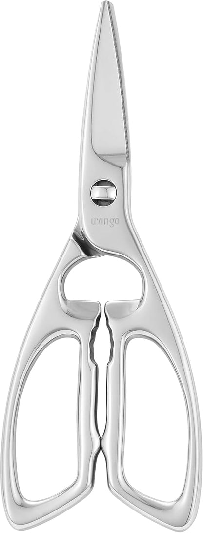 8.5" Kitchen Shears Heavy Duty Forged Stainless Steel Scissors | Ultra Sharp Food Scissors with Detachable Design, Bottle Opener and Nut Cracker for Cooking, Cutting Meat and Vegetables