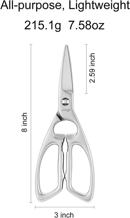 8.5" Kitchen Shears Heavy Duty Forged Stainless Steel Scissors | Ultra Sharp Food Scissors with Detachable Design, Bottle Opener and Nut Cracker for Cooking, Cutting Meat and Vegetables