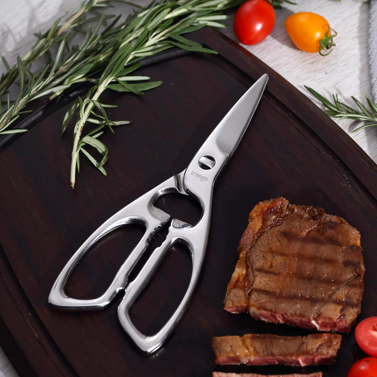 8.5" Kitchen Shears Heavy Duty Forged Stainless Steel Scissors | Ultra Sharp Food Scissors with Detachable Design, Bottle Opener and Nut Cracker for Cooking, Cutting Meat and Vegetables