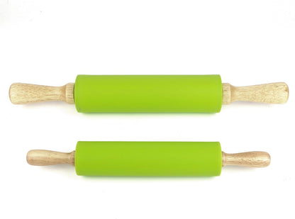 Silicone Rolling Pin for Baking Non-stick Rolling Pin Dough Roller Wooden Handle Kitchen Accessories Pastry Roller