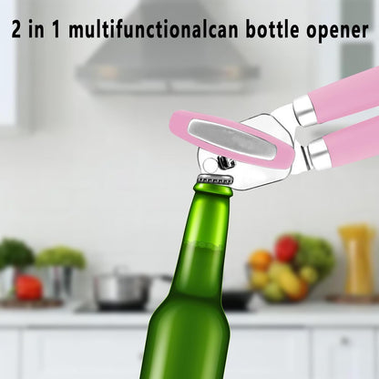 Manual Can Opener, Stainless Steel Smooth Edge Hand Held Can Opener, Heavy Duty Multifunctional Bottle Opener With Easy Turn Knob
