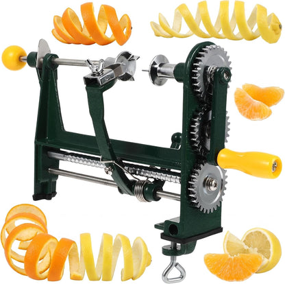 Hand Crank Orange Peeler Manual Fruit Peeler Machine with Clamp Die Cast Alloy Citrus Slicer and Corer for Oranges Lemons Kitchen Prep 11.41 X 5.70 X 4.52 in