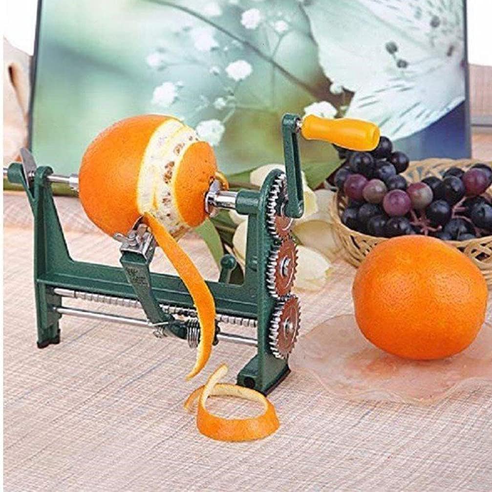 Hand Crank Orange Peeler Manual Fruit Peeler Machine with Clamp Die Cast Alloy Citrus Slicer and Corer for Oranges Lemons Kitchen Prep 11.41 X 5.70 X 4.52 in