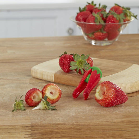 Strawberry Huller Kitchen Tool, Red and Green