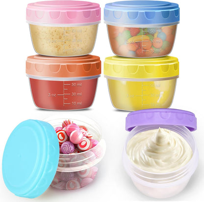 Portable Salad Dressing Containers 6 Pack 2.7 OZ, Leakproof BPA-Free Reusable Condiment Cup with Lids, Microwave Dishwasher Safe for Lunch Box