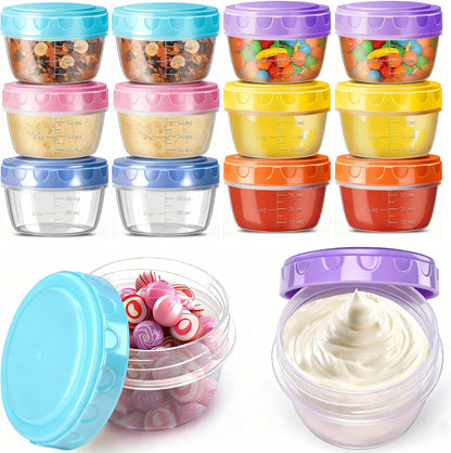 Portable Salad Dressing Containers 6 Pack 2.7 OZ, Leakproof BPA-Free Reusable Condiment Cup with Lids, Microwave Dishwasher Safe for Lunch Box