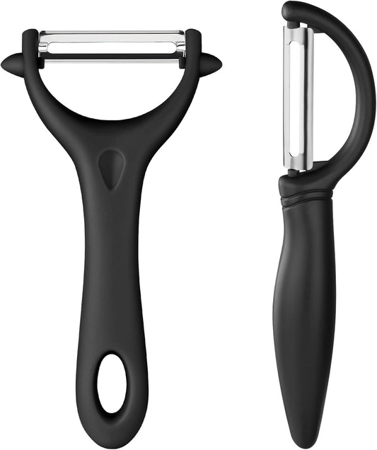Vegetable Peeler Set of 2 - Y Peeler & Swivel Peeler, Sharp Stainless Steel Blade, Ergonomic Non-Slip Handle, Potato Carrot Apple Fruit Peelers for Kitchen, Dishwasher Safe, Easy Grip
