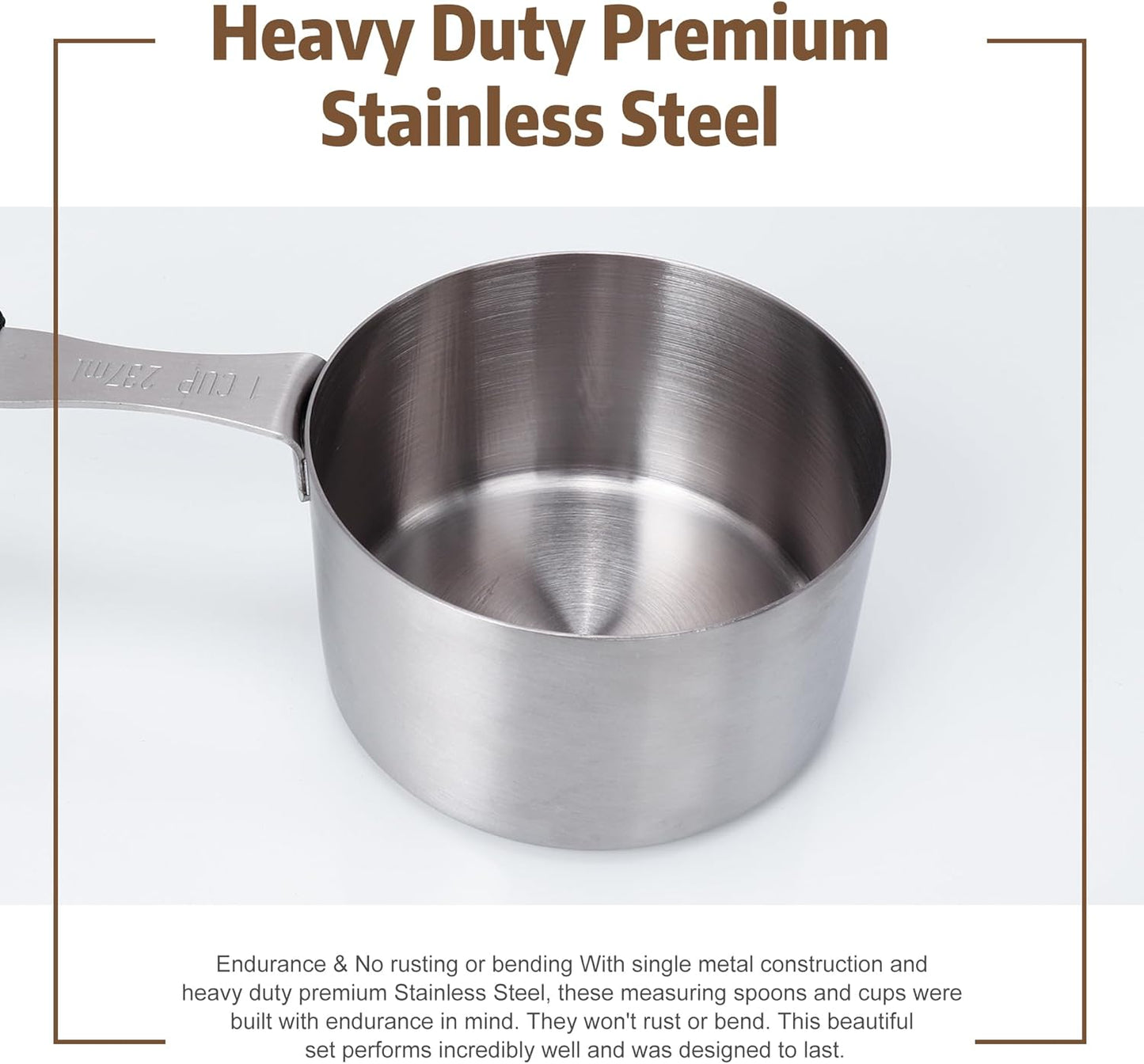Measuring Cups, Magnetic Measuring Cups Stainless Steel Long Handle Scoop - 1 Cup Measure for Dry & Wet Ingredients, Dishwasher Safe