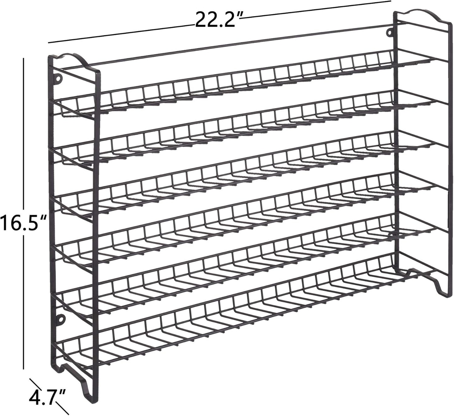 Spice Rack Organizer with 72 Spice Jars 4 oz, 396 Spice Labels | Chalk Marker, Funnel Set, Spice Organizer for Countertop, Pantry, Cabinet, Cupboard & Wall Mount, 22.2" W × 16.5" H, Black