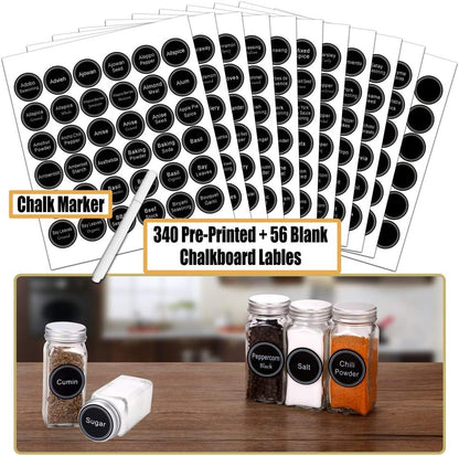 Spice Rack Organizer with 72 Spice Jars 4 oz, 396 Spice Labels | Chalk Marker, Funnel Set, Spice Organizer for Countertop, Pantry, Cabinet, Cupboard & Wall Mount, 22.2" W × 16.5" H, Black
