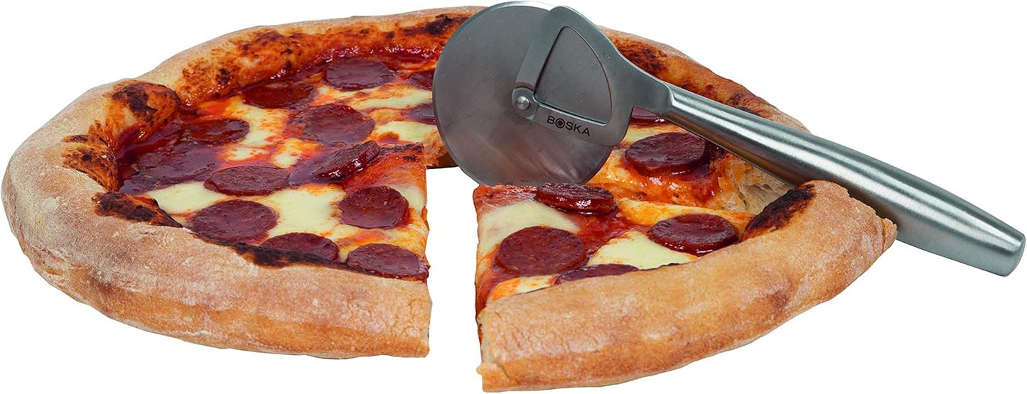 Stainless Steel Pizza Cutter - Copenhagen Multifunctional Pizza Wheel Cutter - Handheld Food Slicer - Silver Non-Stick Adjustable Roller - Dishwasher Safe - for Kitchen Cooking