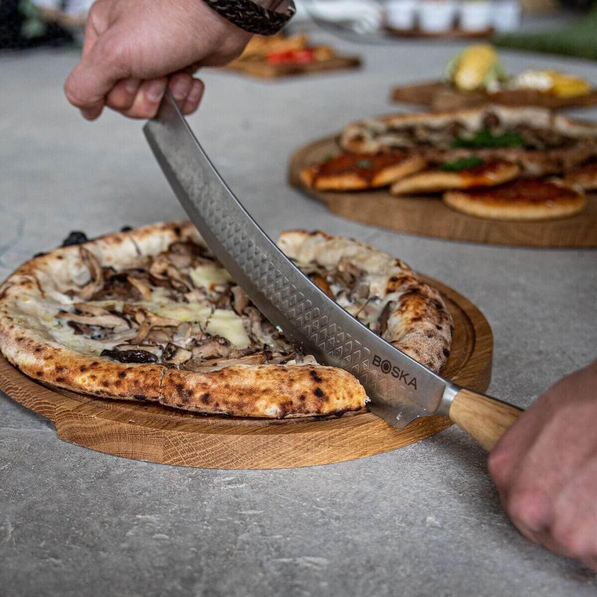 Stainless Steel Pizza Cutter - Copenhagen Multifunctional Pizza Wheel Cutter - Handheld Food Slicer - Silver Non-Stick Adjustable Roller - Dishwasher Safe - for Kitchen Cooking