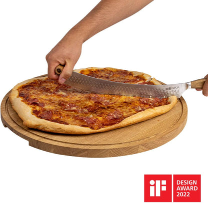 Stainless Steel Pizza Cutter - Copenhagen Multifunctional Pizza Wheel Cutter - Handheld Food Slicer - Silver Non-Stick Adjustable Roller - Dishwasher Safe - for Kitchen Cooking