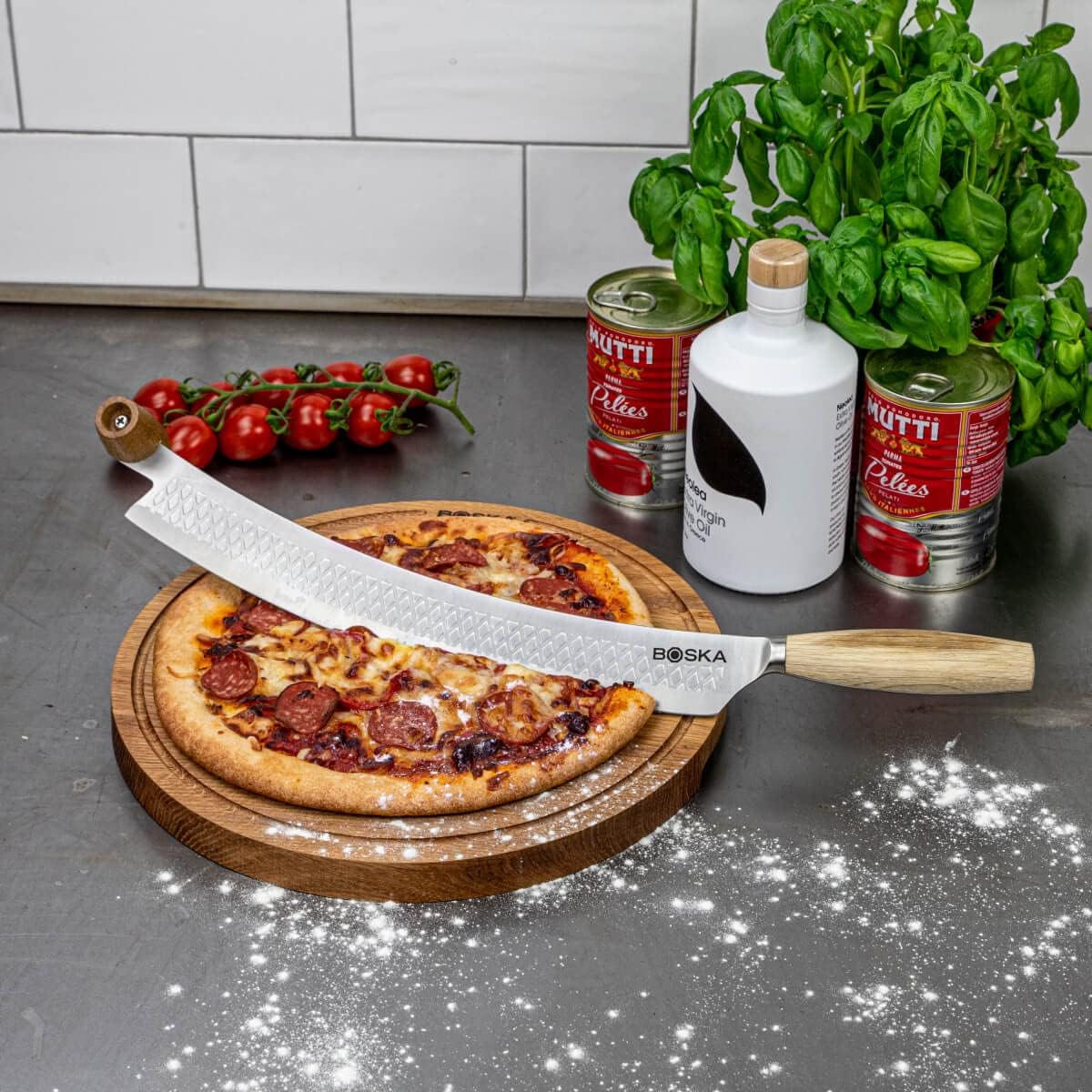 Stainless Steel Pizza Cutter - Copenhagen Multifunctional Pizza Wheel Cutter - Handheld Food Slicer - Silver Non-Stick Adjustable Roller - Dishwasher Safe - for Kitchen Cooking